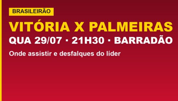 Vitória recebe o líder Palmeiras: veja onde assistir e desfalques