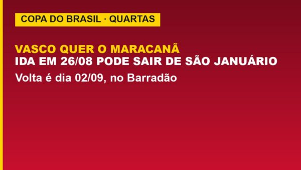 Vasco quer o Maracanã contra o Vitória; veja o retrospecto