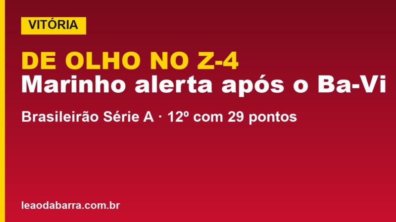 Vitória confirma alerta de Marinho: de olho no Z-4 após o Ba-Vi