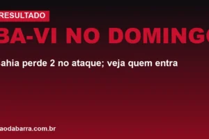 Ba-Vi no domingo: Bahia perde 2 no ataque; veja quem entra