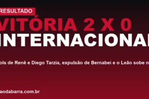 Vitória 2 x 0 Internacional: gols de Renê e Diego Tarzia, expulsão de Bernabei e o Leão sobe na tabela do Brasileirão