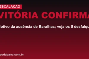 Vitória confirma: motivo da ausência de Baralhas; veja os 5 desfalques