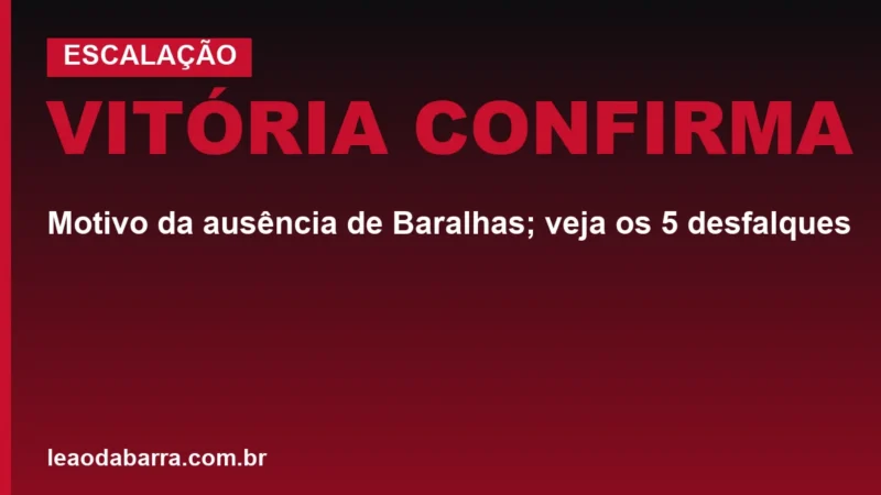 Vitória confirma: motivo da ausência de Baralhas; veja os 5 desfalques