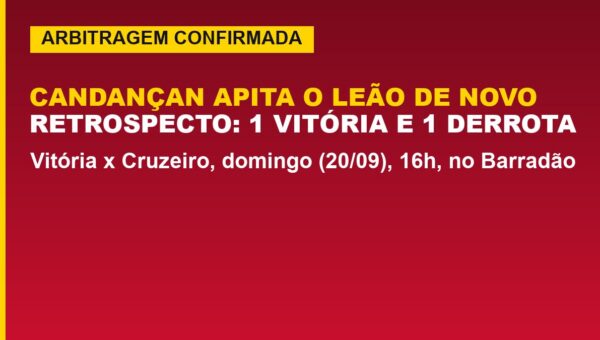 Vitória x Cruzeiro tem árbitro conhecido do Leão; veja o retrospecto