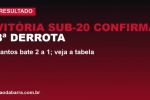 Vitória Sub-20 confirma 8ª derrota: Santos bate 2 a 1; veja a tabela