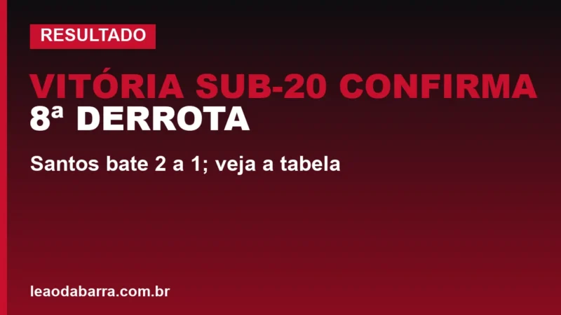 Vitória Sub-20 confirma 8ª derrota: Santos bate 2 a 1; veja a tabela