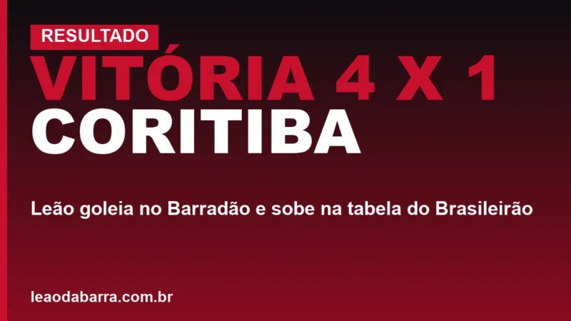 Vitória 4 x 1 Coritiba: Leão goleia no Barradão e sobe na tabela do Brasileirão