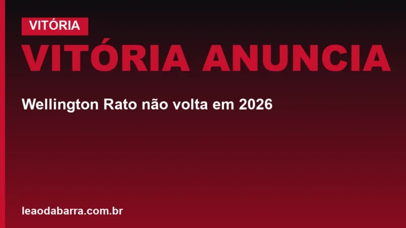 Vitória anuncia: Wellington Rato não volta em 2026