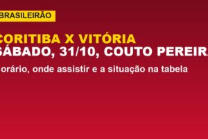 Coritiba x Vitória: horário e onde assistir ao vivo (31/10)