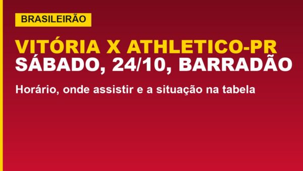 Vitória x Athletico-PR: horário e onde assistir ao vivo (24/10)